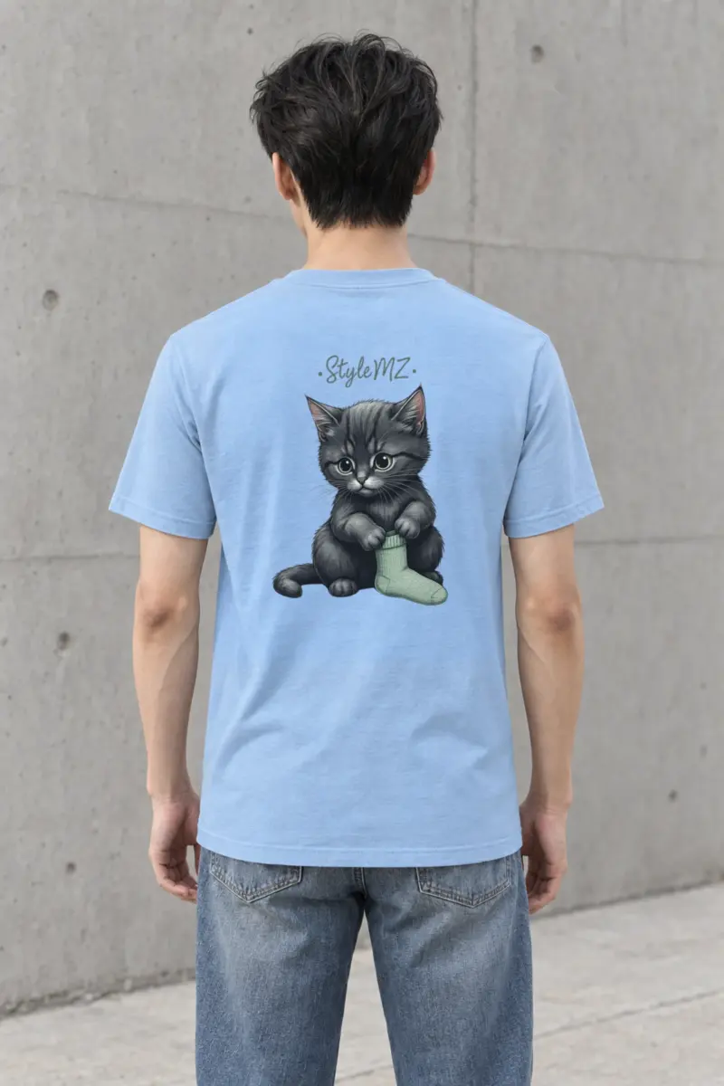 "Green Sock Kitten" Heavyweight Unisex Crewneck T-shirt
