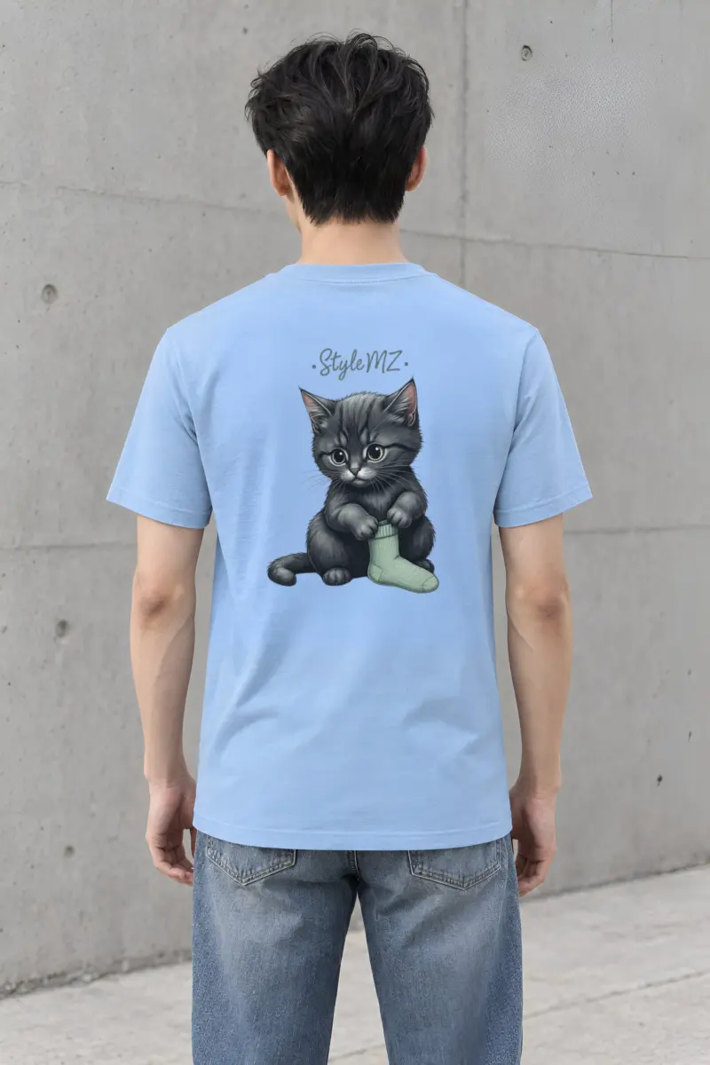 "Green Sock Kitten" Heavyweight Unisex Crewneck T-shirt