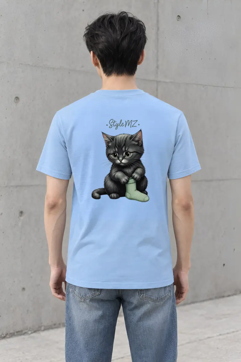 "Green Sock Kitten" Heavyweight Unisex Crewneck T-shirt