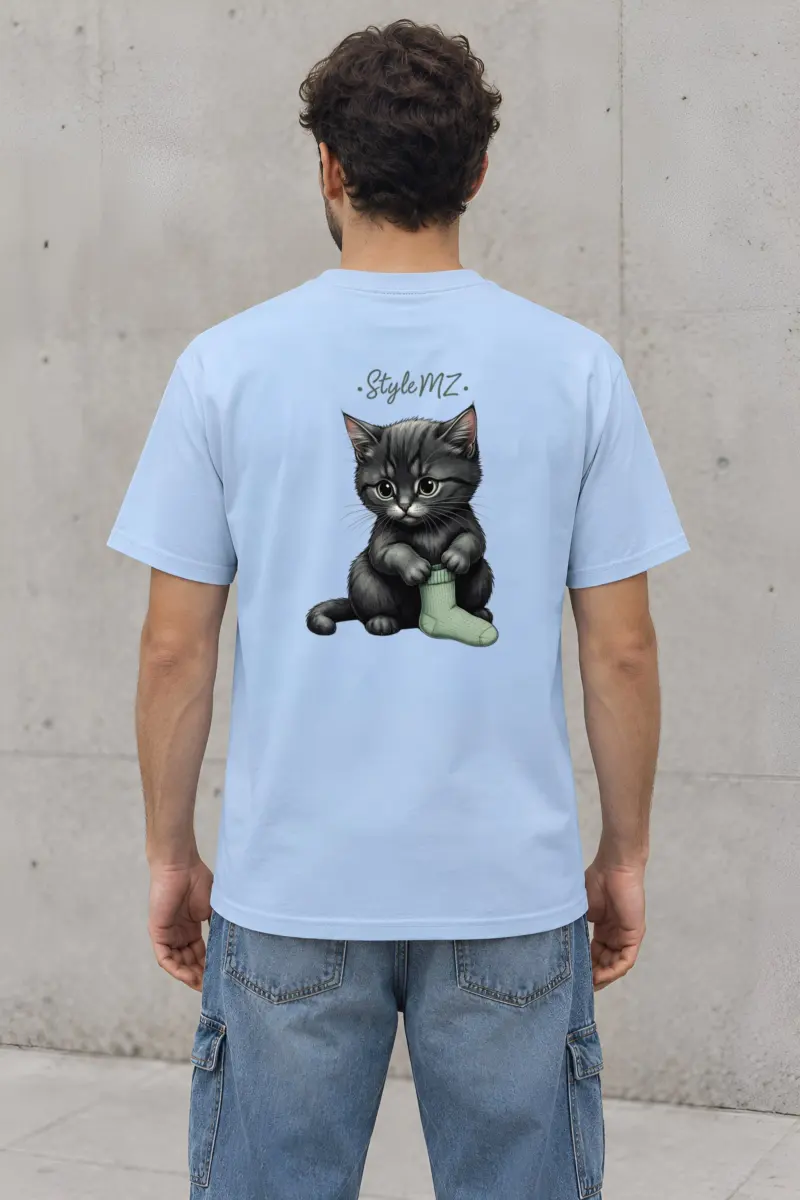 "Green Sock Kitten" Heavyweight Unisex Crewneck T-shirt