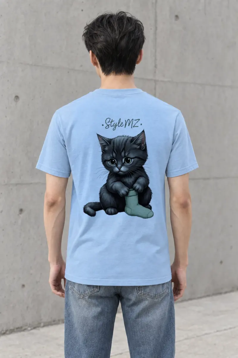 "Green Sock Kitten" Heavyweight Unisex Crewneck T-shirt