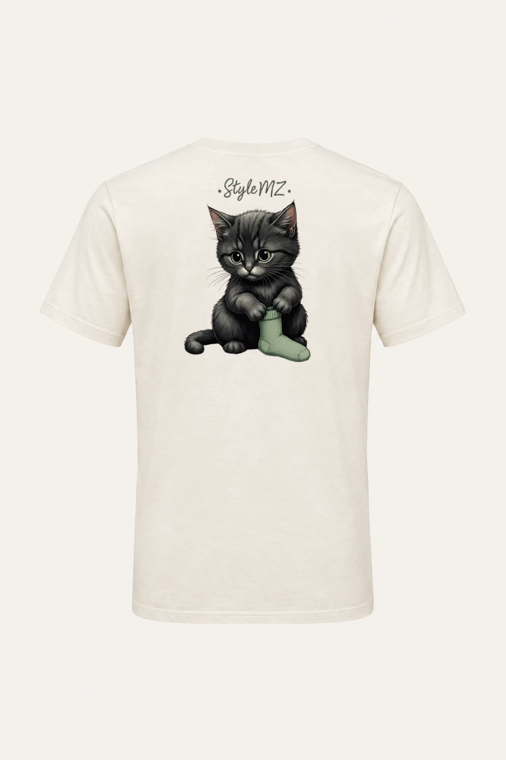 "Green Sock Kitten" Heavyweight Unisex Crewneck T-shirt | Gildan 5000