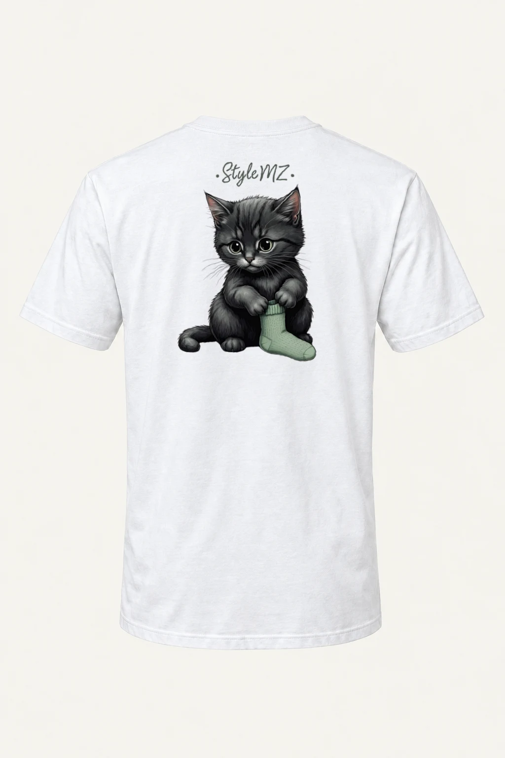 "Green Sock Kitten" Heavyweight Unisex Crewneck T-shirt | Gildan 5000