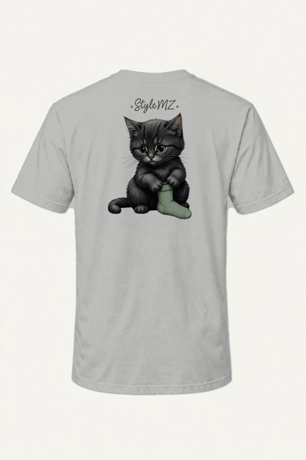 "Green Sock Kitten" Heavyweight Unisex Crewneck T-shirt | Gildan 5000