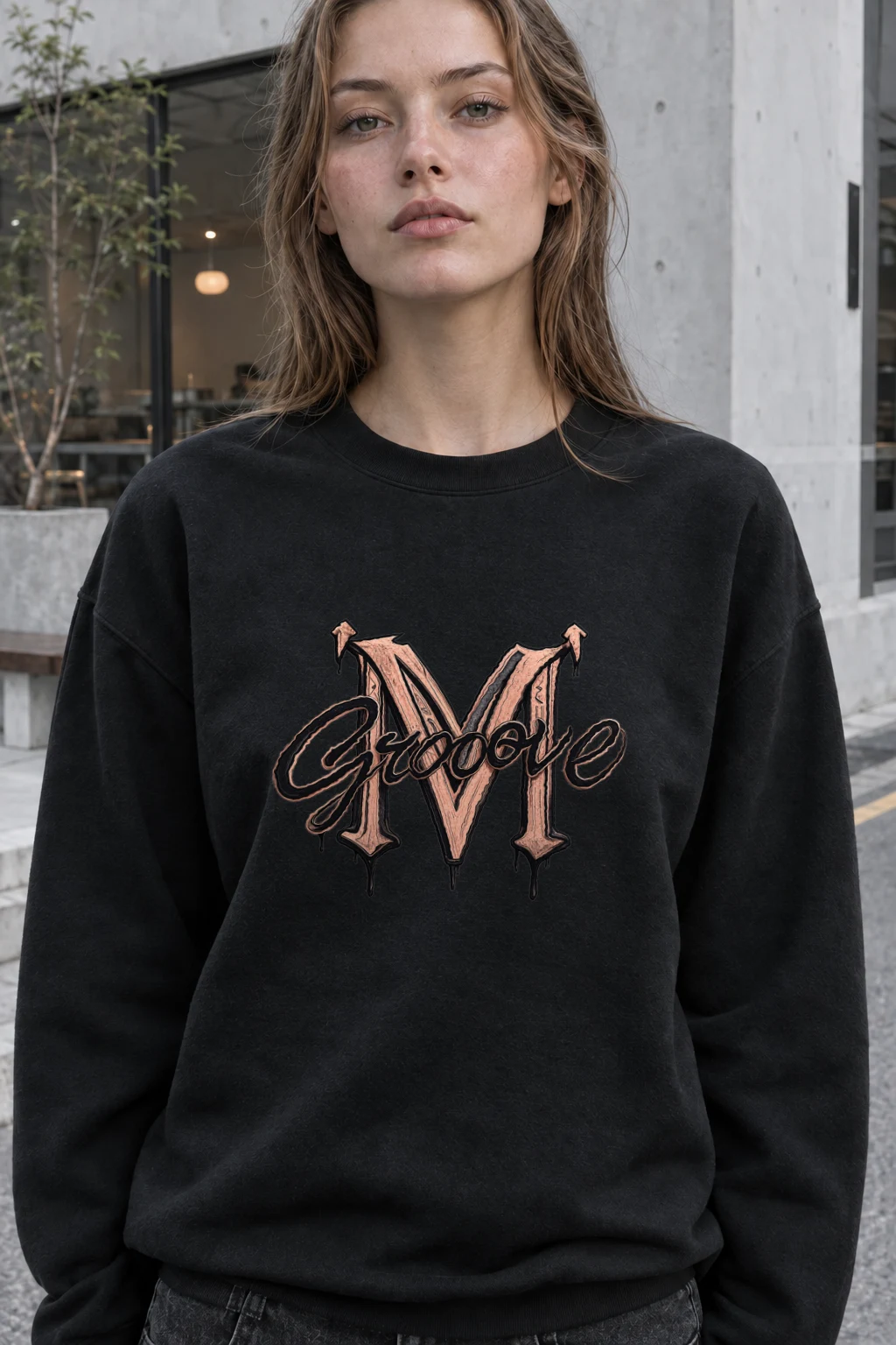 "Groove Gothic M" Heavy Blend Unisex Crewneck Sweatshirt | Gildan 18000