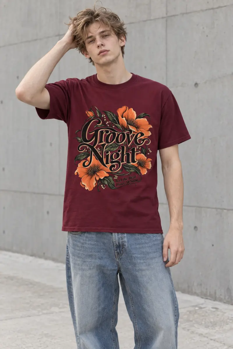 "Groove Night" Heavyweight Unisex Crewneck T-shirt