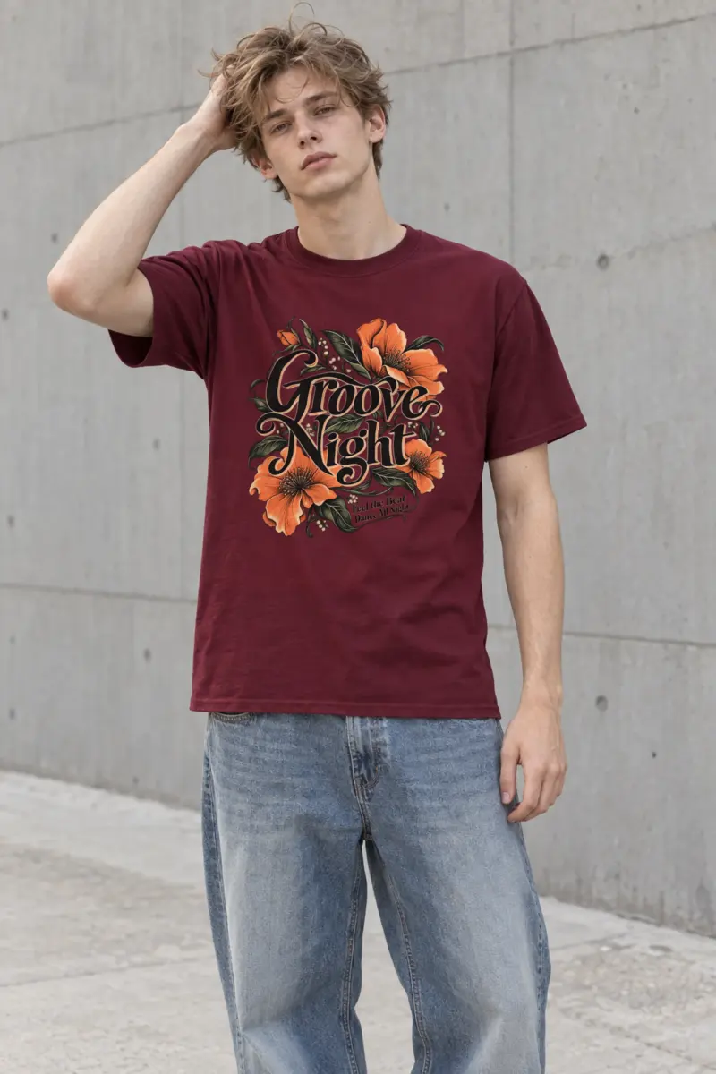 "Groove Night" Heavyweight Unisex Crewneck T-shirt