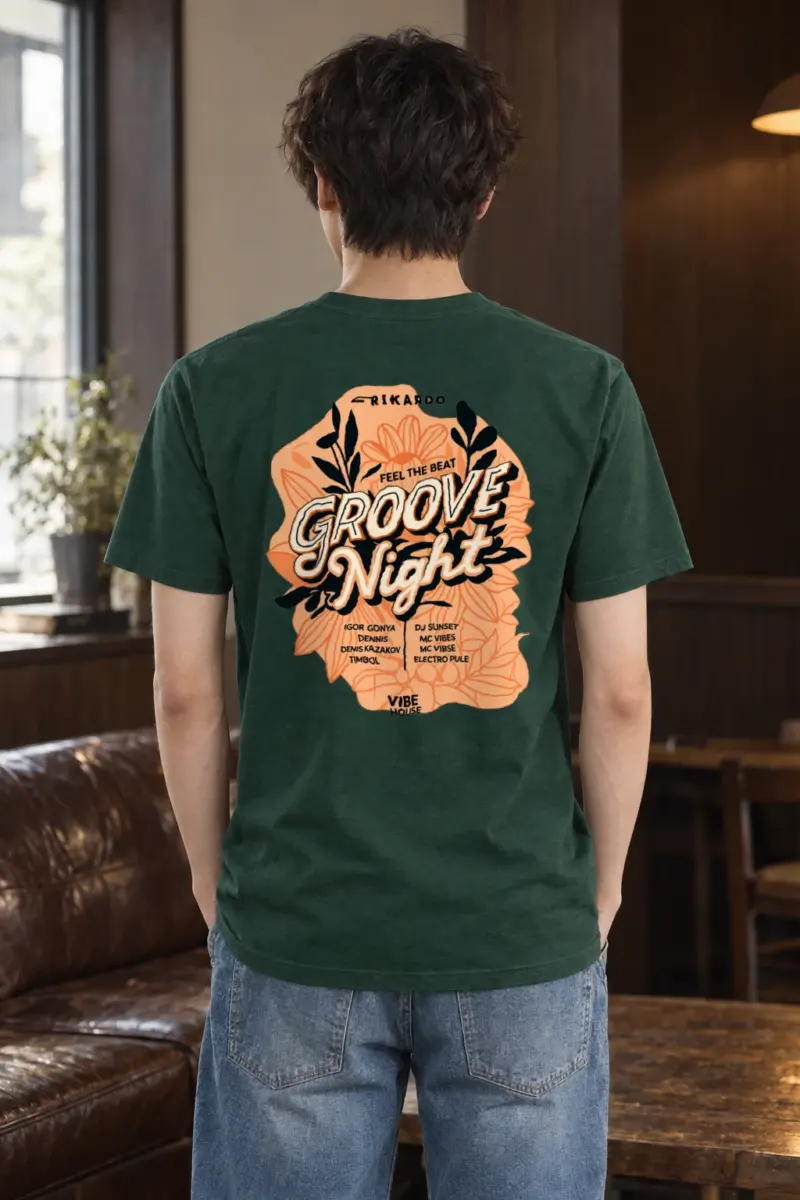 "Groove Night Poster" Heavyweight Unisex Crewneck T-shirt | Gildan 5000