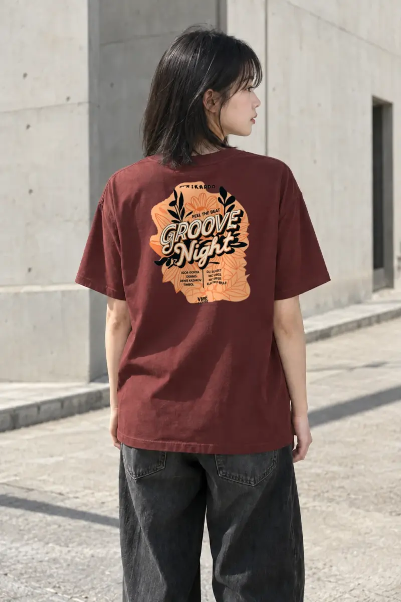 "Groove Night Poster" Heavyweight Unisex Crewneck T-shirt | Gildan 5000