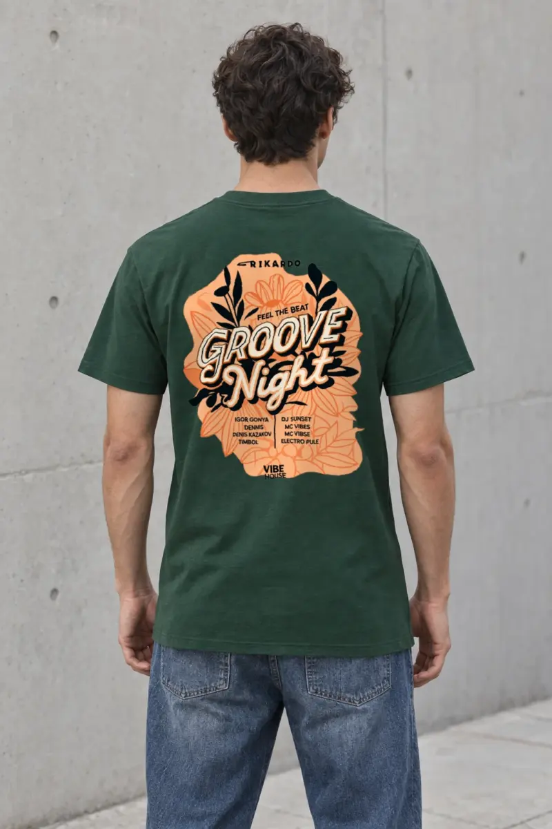 "Groove Night Poster" Heavyweight Unisex Crewneck T-shirt | Gildan 5000