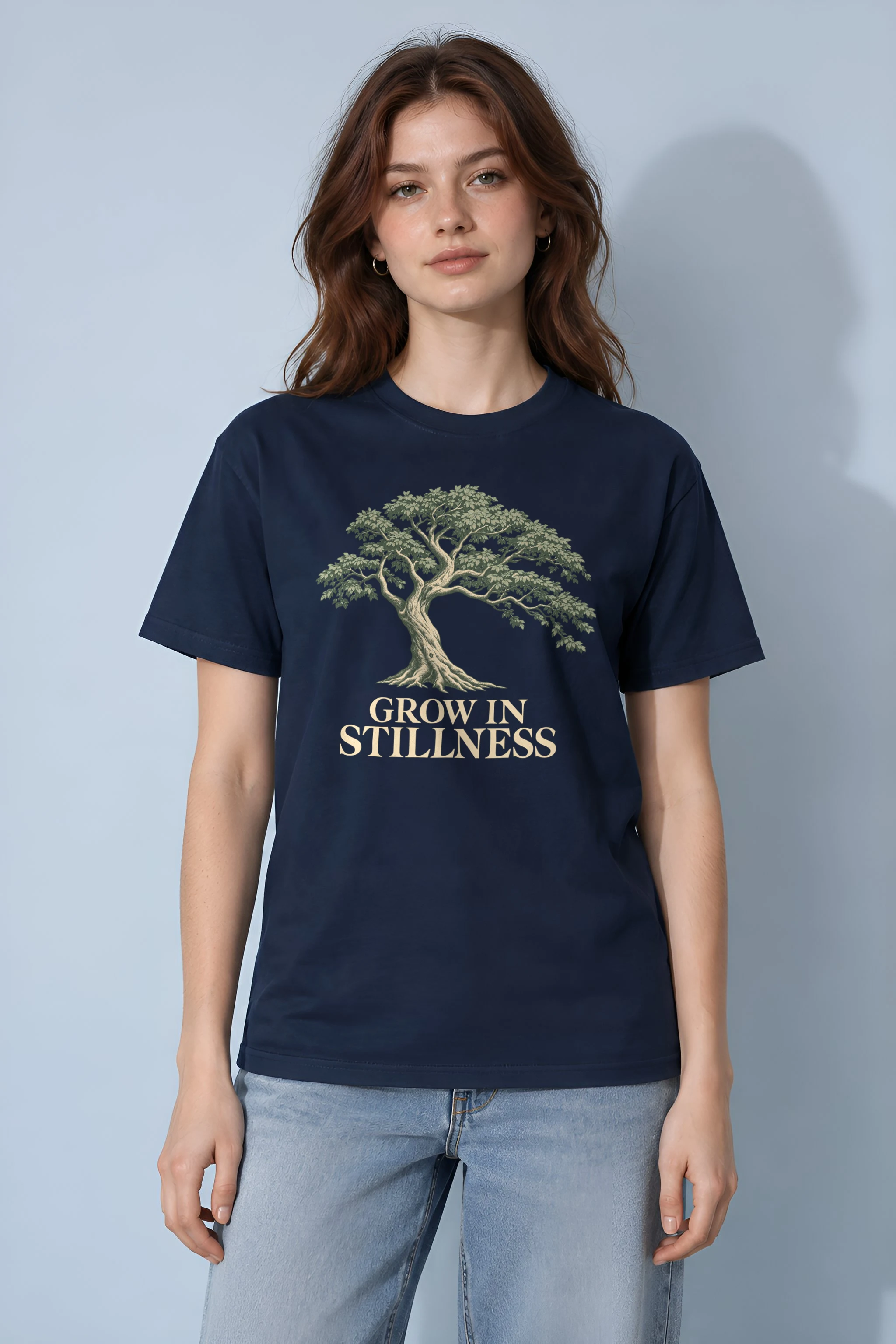 "Grow In Stillness" Heavyweight Unisex Crewneck T-shirt