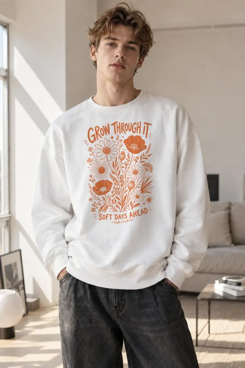 "Grow Through It" Heavy Blend Unisex Crewneck Sweatshirt | Gildan 18000