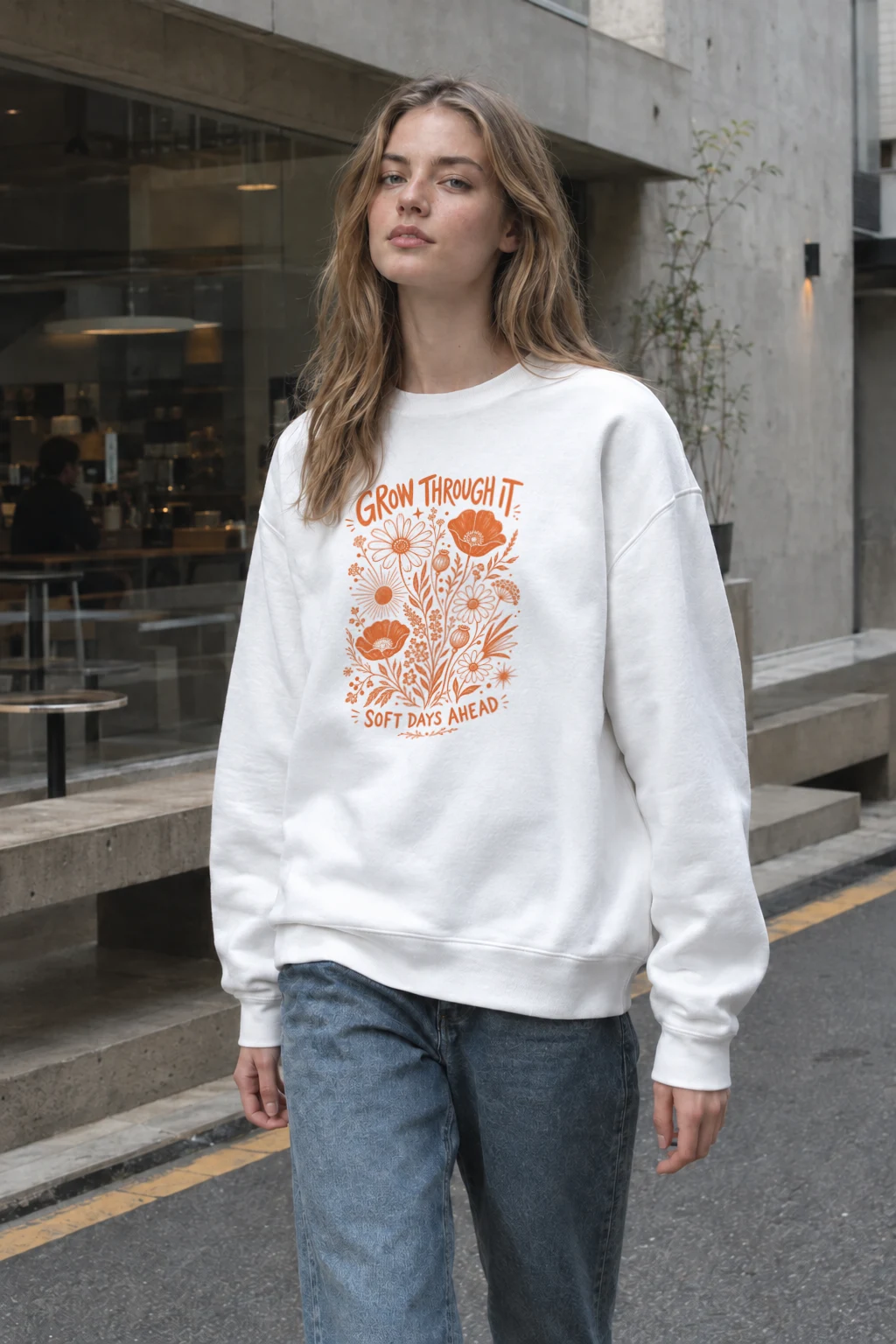 "Grow Through It" Heavy Blend Unisex Crewneck Sweatshirt | Gildan 18000