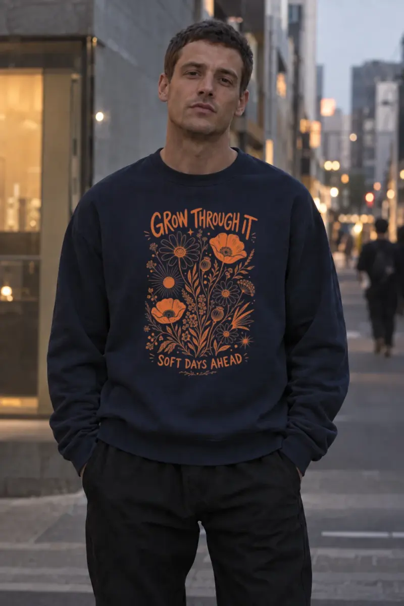 “Grow Through It” Unisex Sponge Fleece Crewneck Sweatshirt | Bella + Canvas 3901