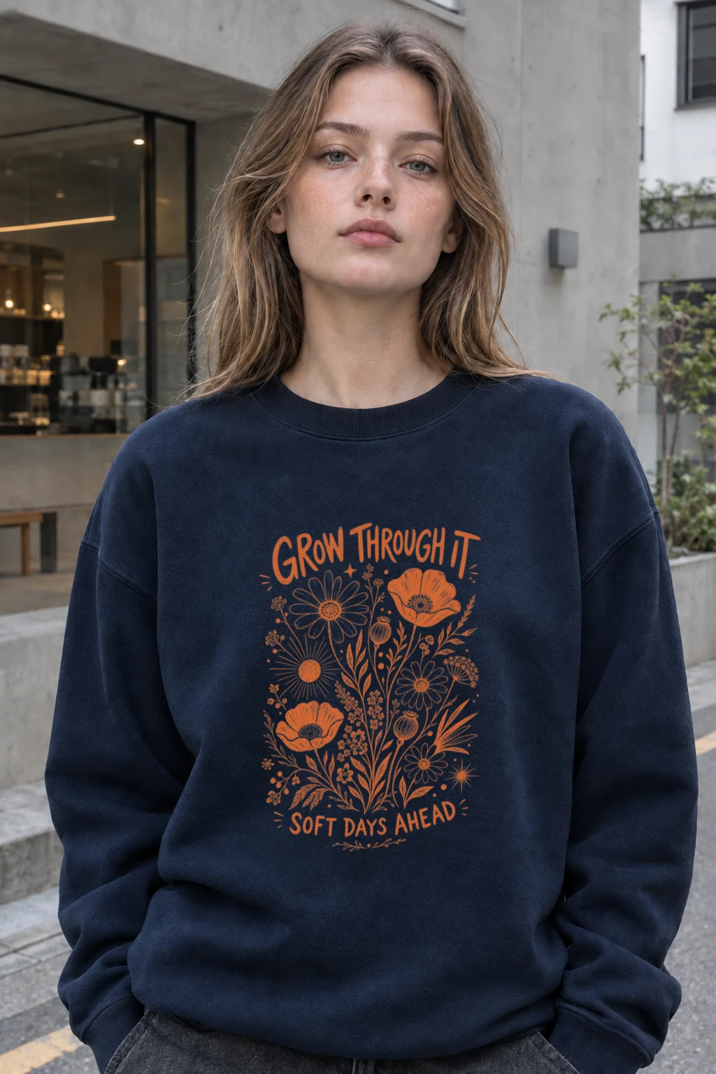 "Grow Through It" Unisex Sponge Fleece Crewneck Sweatshirt | Bella + Canvas 3901