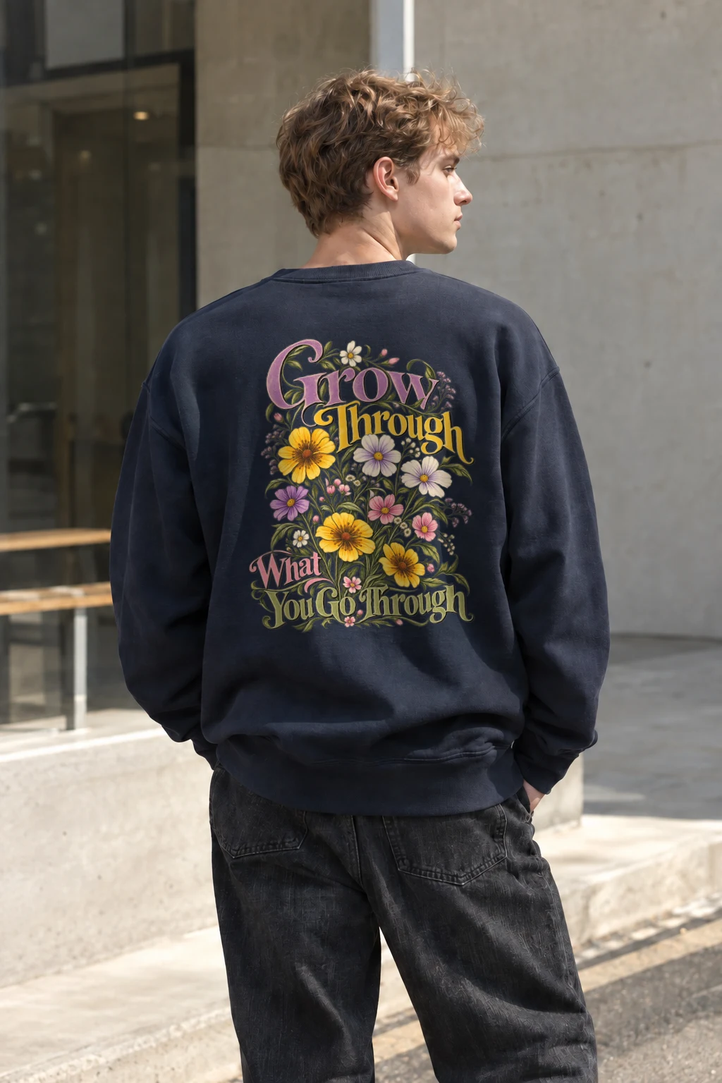 "Grow Through What You Go Through" Heavy Blend Unisex Crewneck Sweatshirt | Gildan 18000