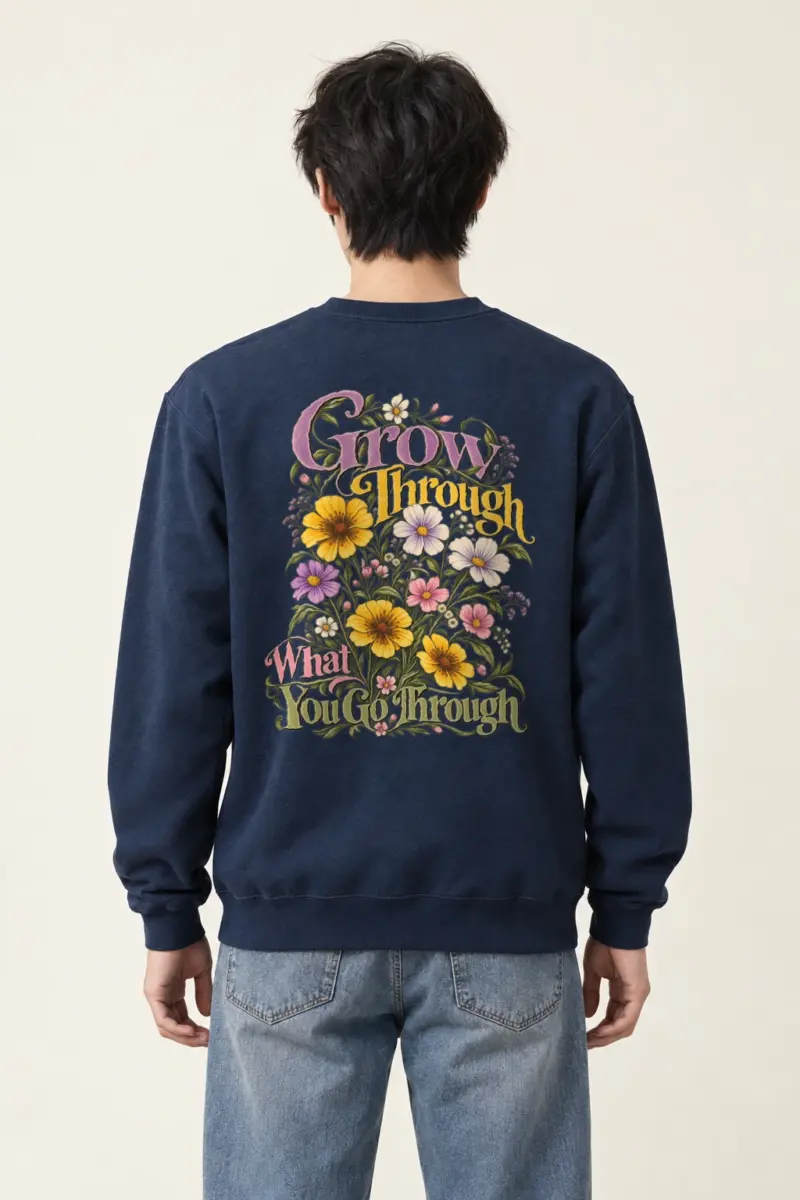 "Grow Through What You Go Through" Heavy Blend Unisex Crewneck Sweatshirt | Gildan 18000