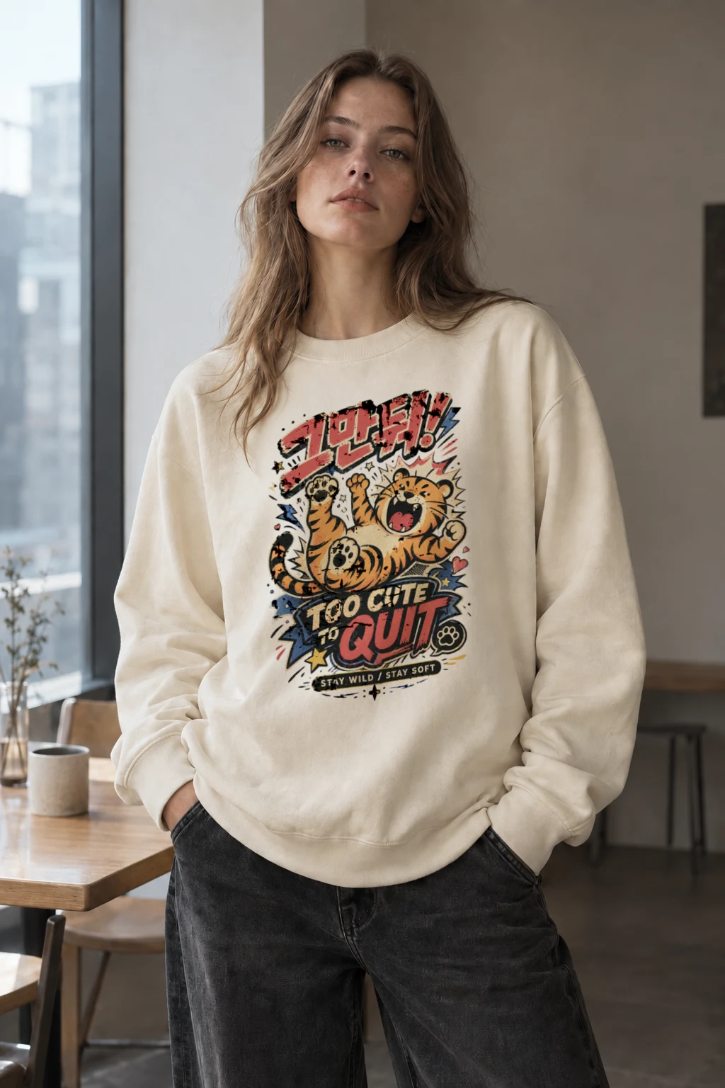 "Growl Too Cute" Unisex Sponge Fleece Crewneck Sweatshirt | Bella + Canvas 3901