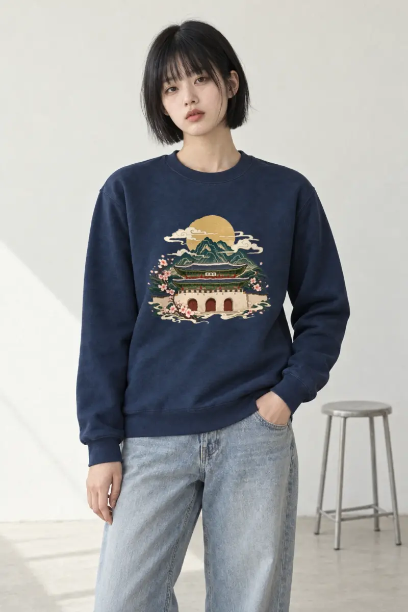 "Gwanghwamun Bloom" Heavy Blend Unisex Crewneck Sweatshirt | Gildan 18000