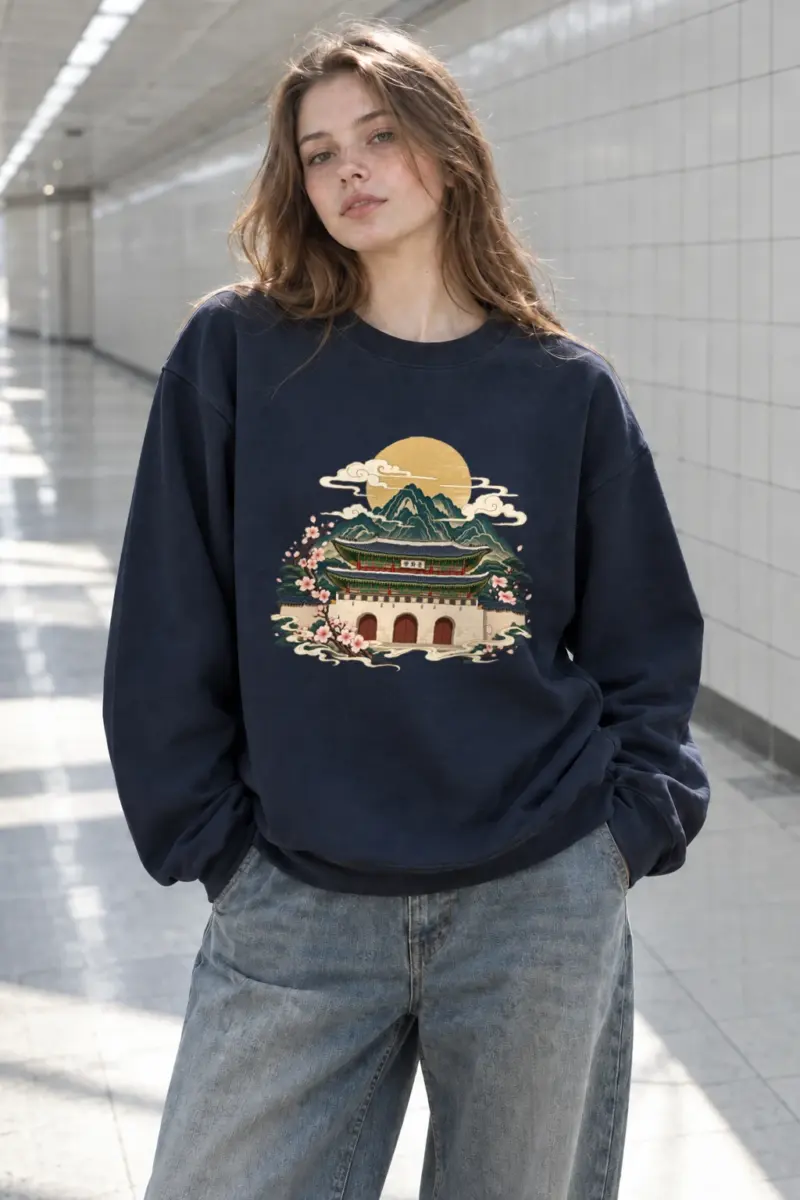 "Gwanghwamun Bloom" Heavy Blend Unisex Crewneck Sweatshirt | Gildan 18000