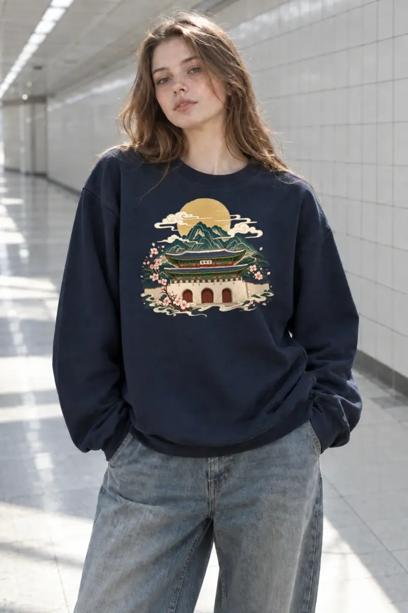 "Gwanghwamun Bloom" Heavy Blend Unisex Crewneck Sweatshirt | Gildan 18000