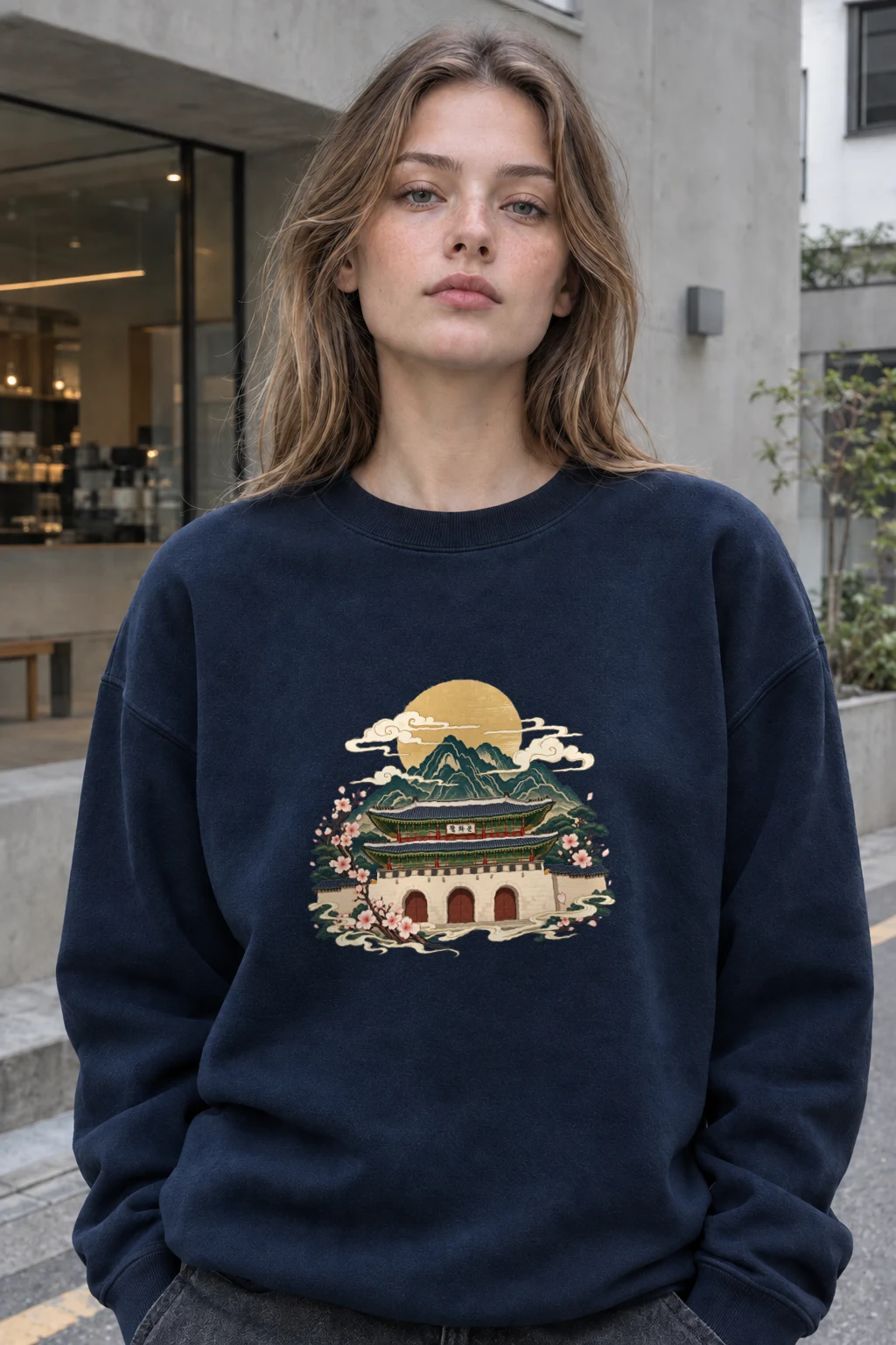 "Gwanghwamun Bloom" Heavy Blend Unisex Crewneck Sweatshirt | Gildan 18000