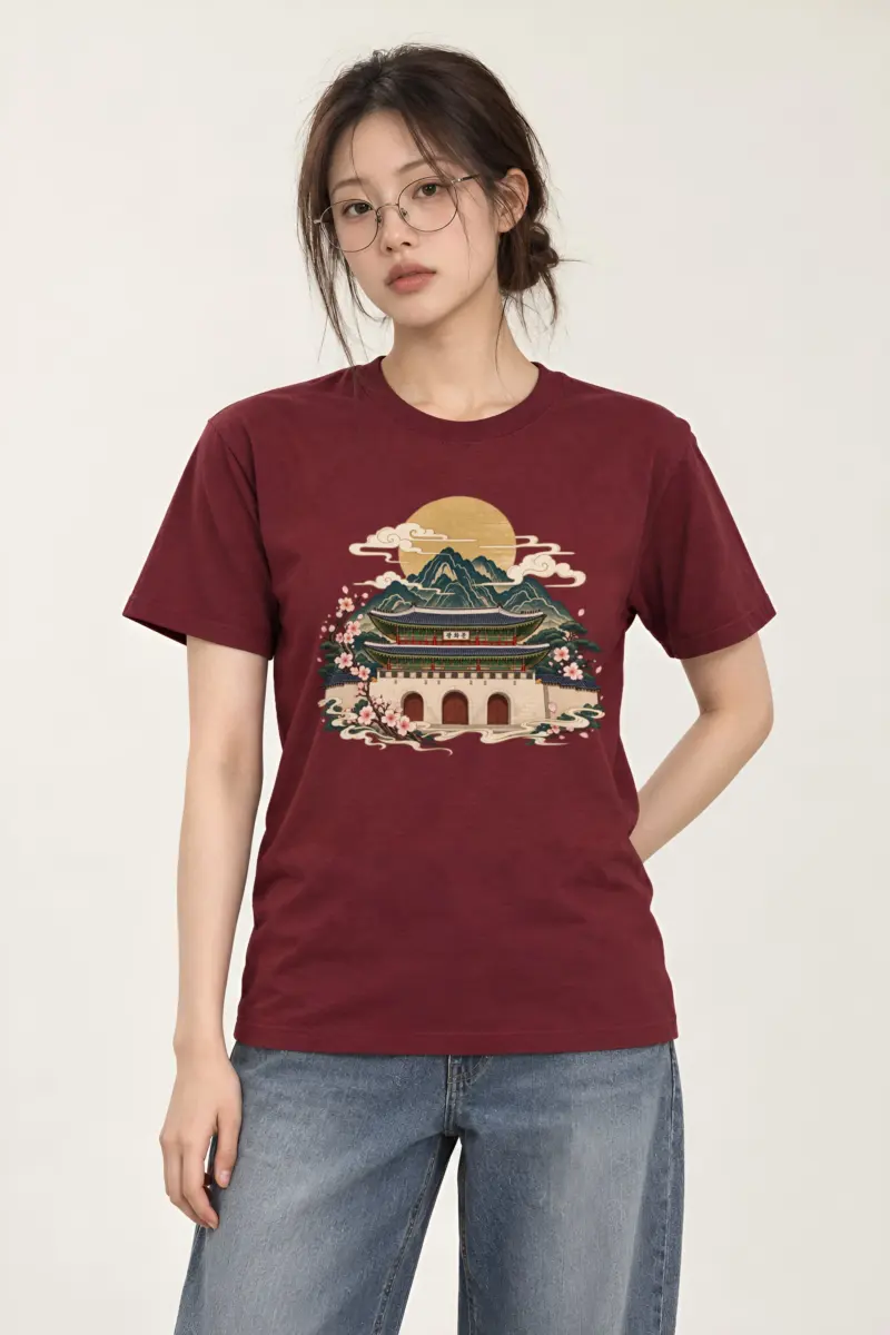 "Gwanghwamun Bloom" Heavyweight Unisex Crewneck T-shirt