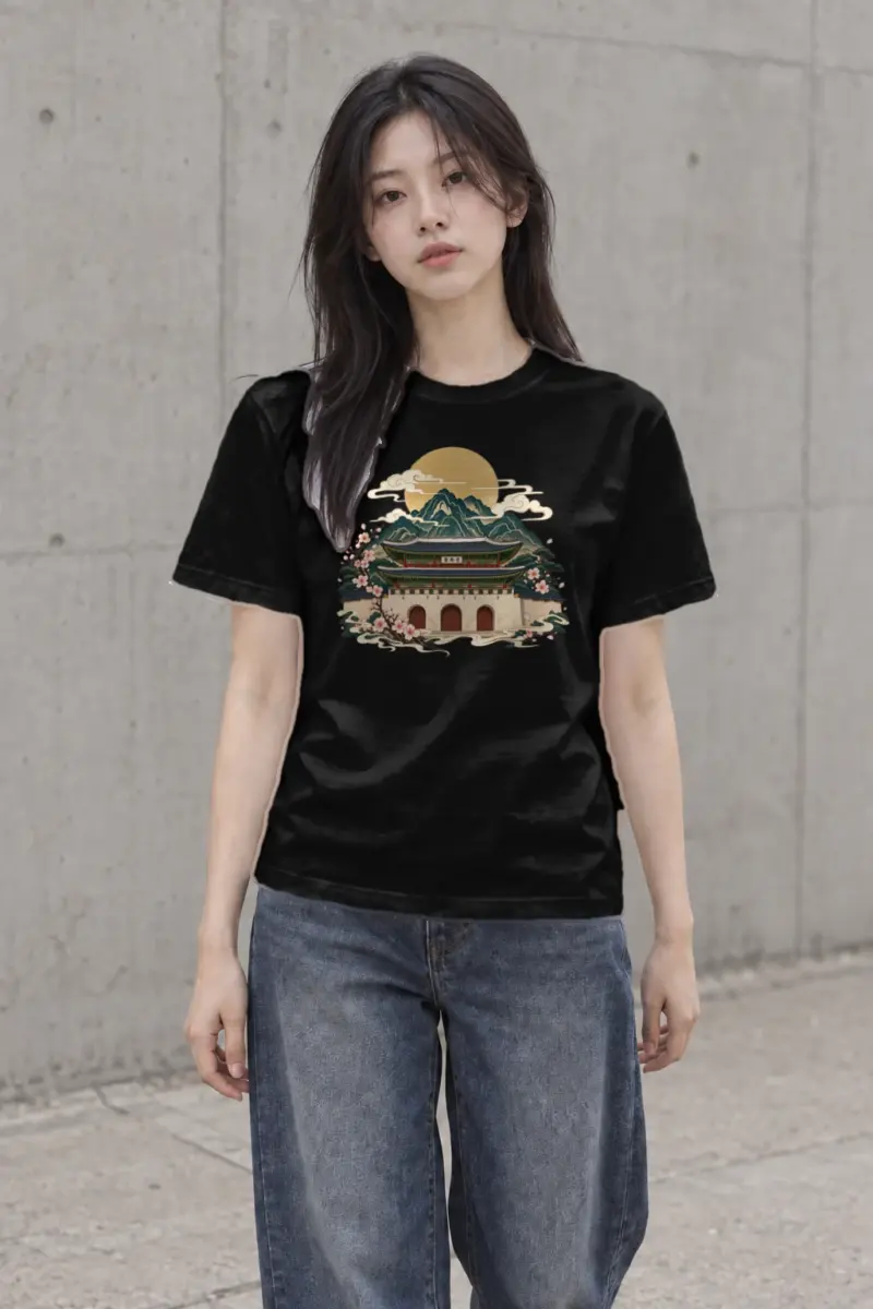"Gwanghwamun Bloom" Heavyweight Unisex Crewneck T-shirt | Gildan 5000
