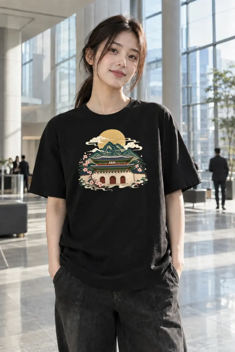 "Gwanghwamun Bloom" Heavyweight Unisex Crewneck T-shirt | Gildan 5000