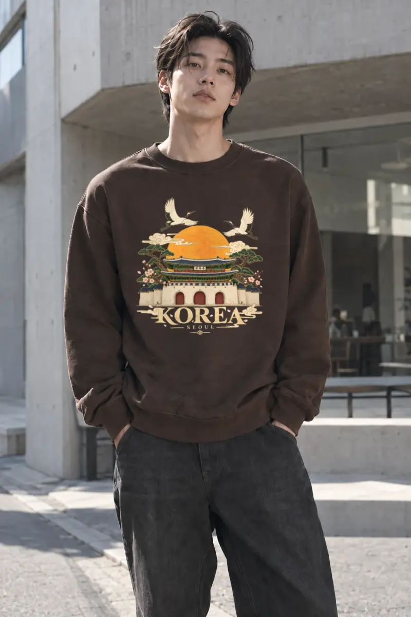 "Gwanghwamun Crane Garden" Heavy Blend Unisex Crewneck Sweatshirt | Gildan 18000