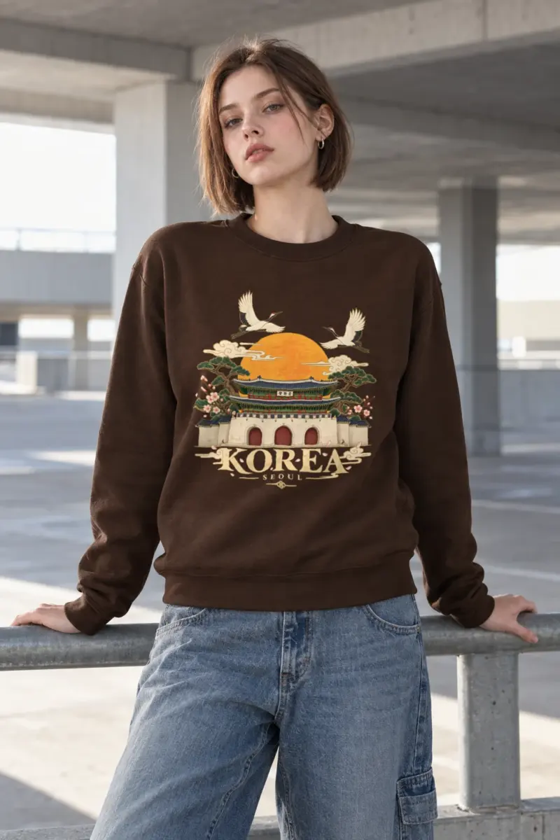 "Gwanghwamun Crane Garden" Heavy Blend Unisex Crewneck Sweatshirt