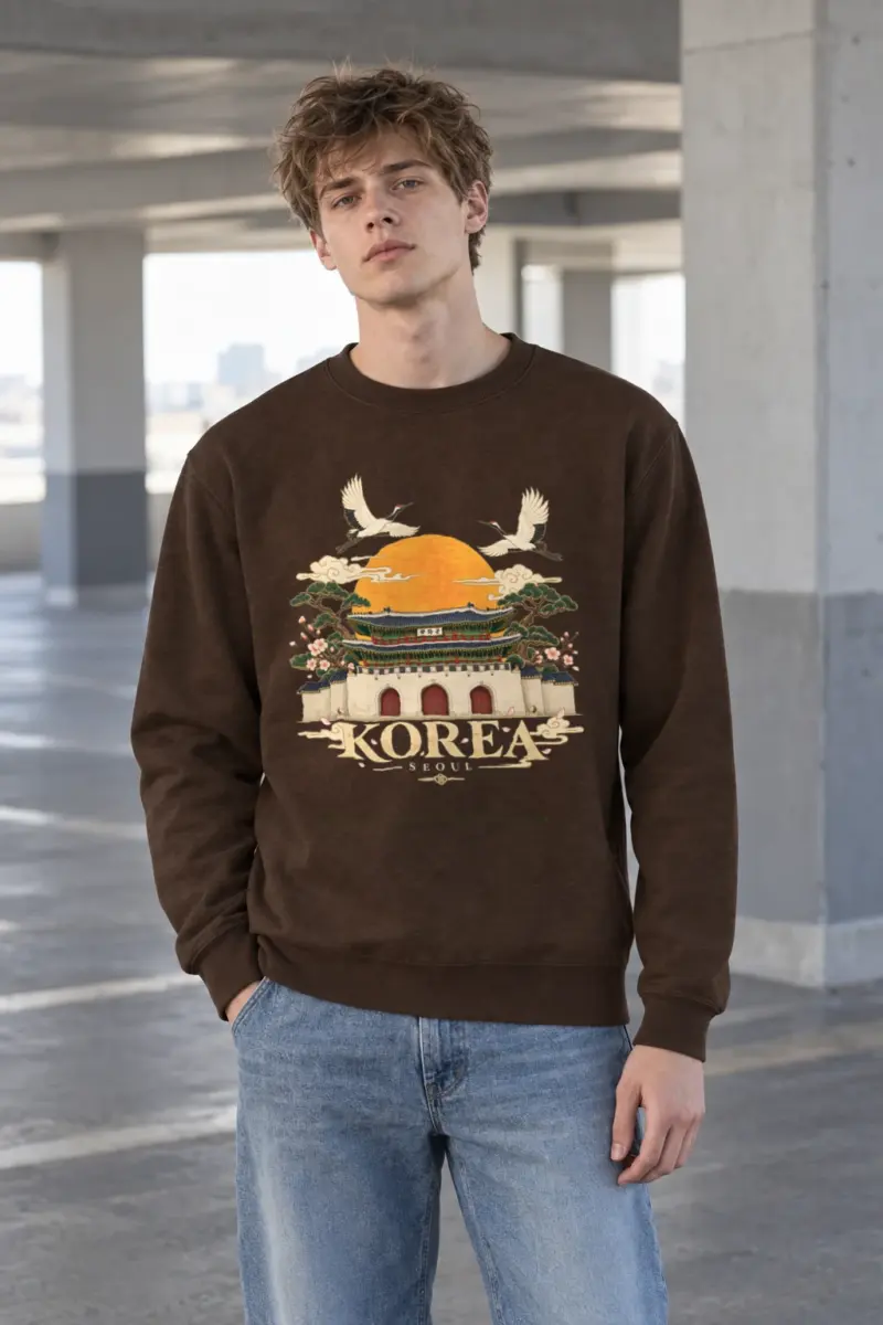 "Gwanghwamun Crane Garden" Heavy Blend Unisex Crewneck Sweatshirt | Gildan 18000