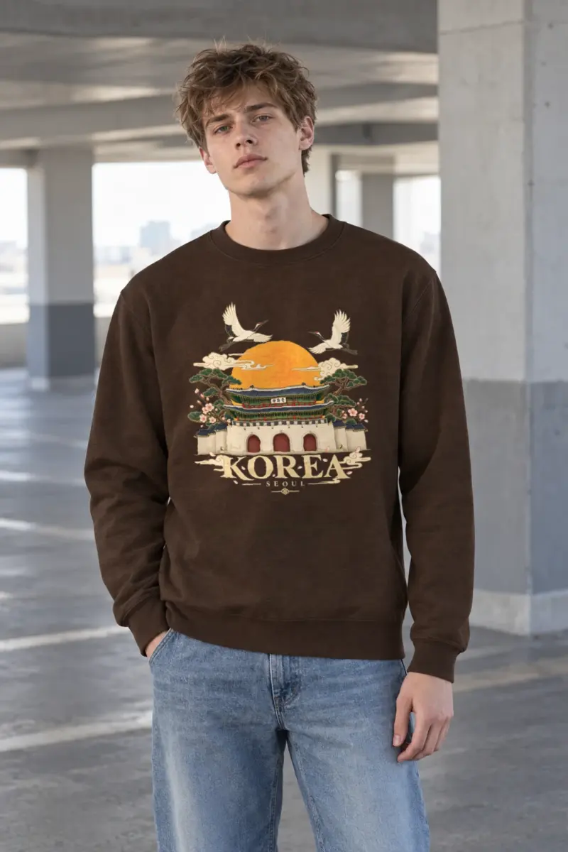 "Gwanghwamun Crane Garden" Heavy Blend Unisex Crewneck Sweatshirt
