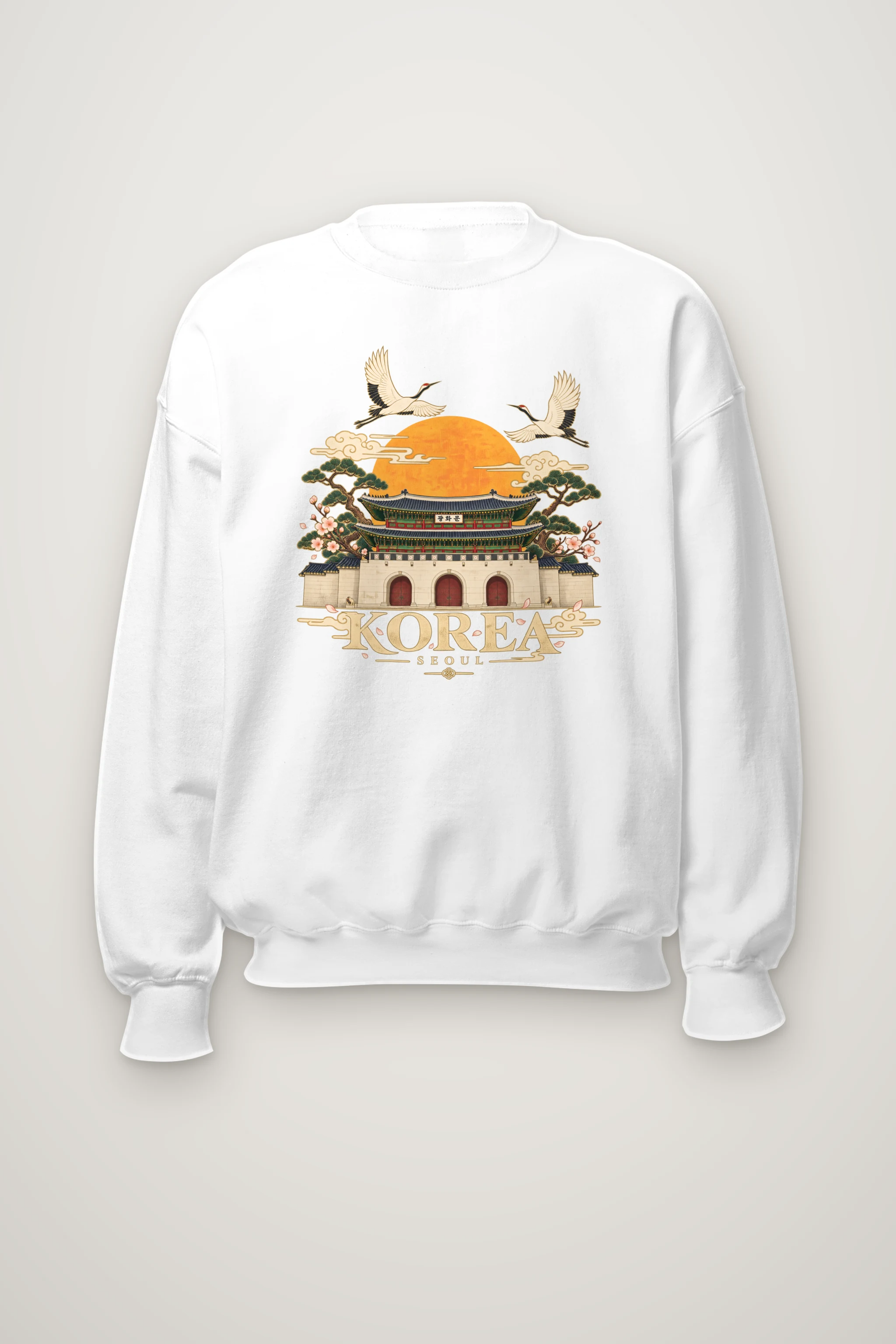 "Gwanghwamun Crane Garden" Heavy Blend Unisex Crewneck Sweatshirt
