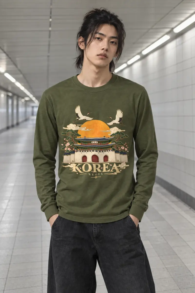 "Gwanghwamun Crane Garden" Unisex Longsleeve T-shirt