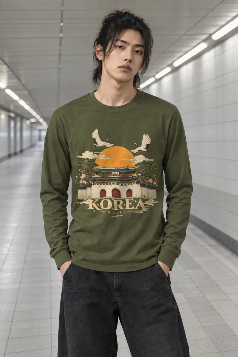 "Gwanghwamun Crane Garden" Unisex Longsleeve T-shirt