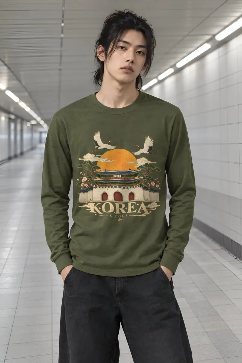 "Gwanghwamun Crane Garden" Unisex Longsleeve T-shirt
