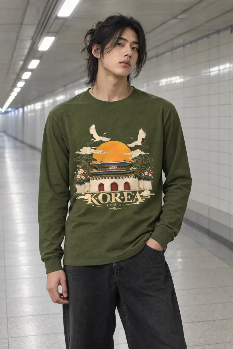 "Gwanghwamun Crane Garden" Unisex Longsleeve T-shirt | Gildan 2400