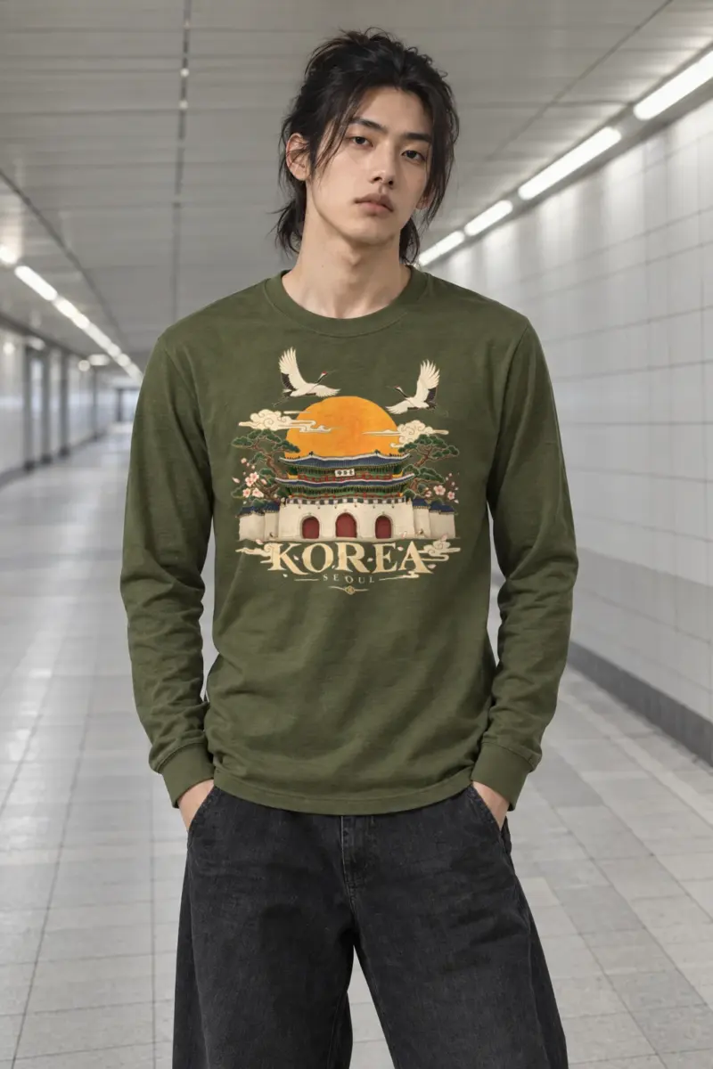 "Gwanghwamun Crane Garden" Unisex Longsleeve T-shirt