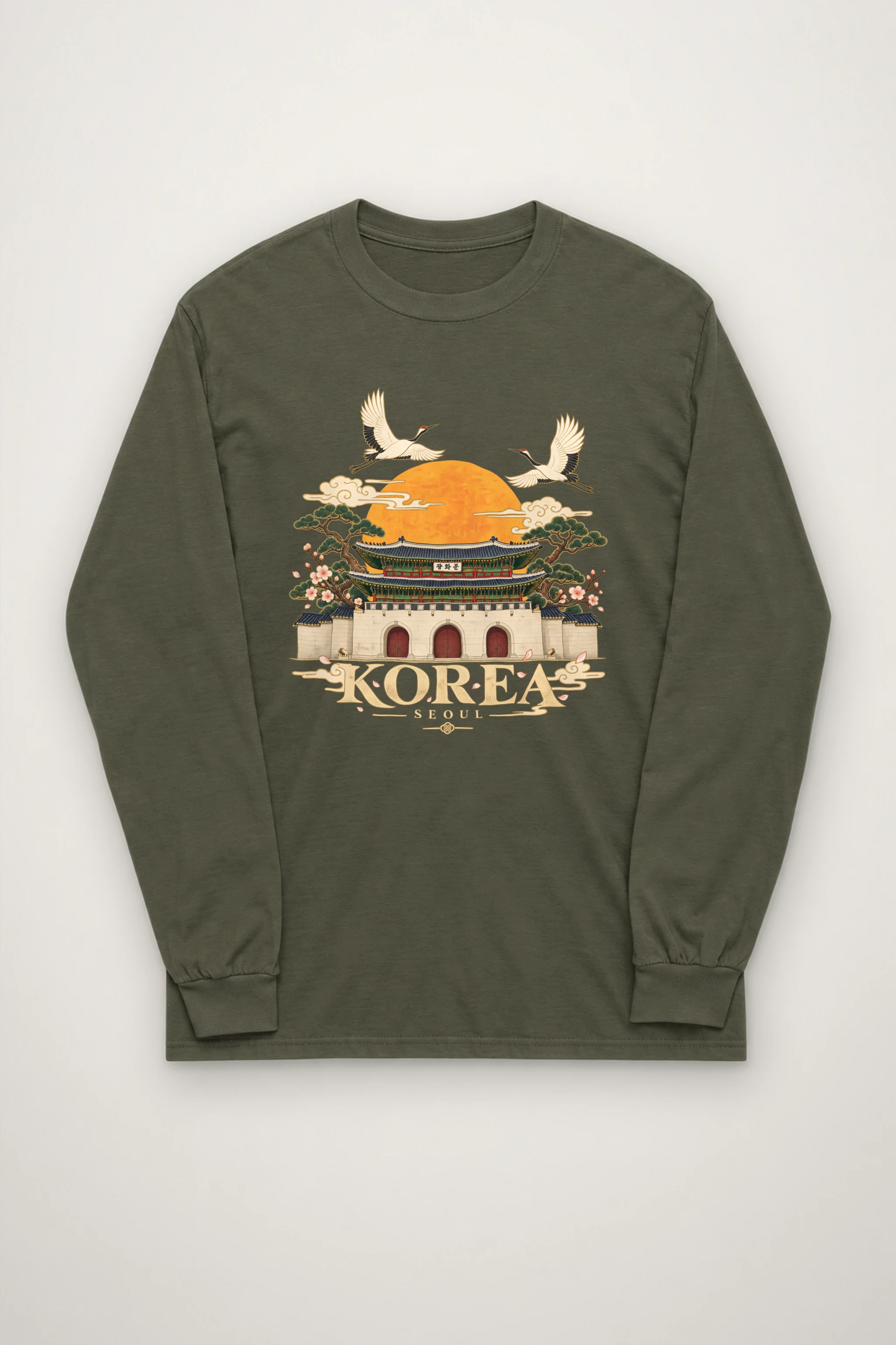 "Gwanghwamun Crane Garden" Unisex Longsleeve T-shirt