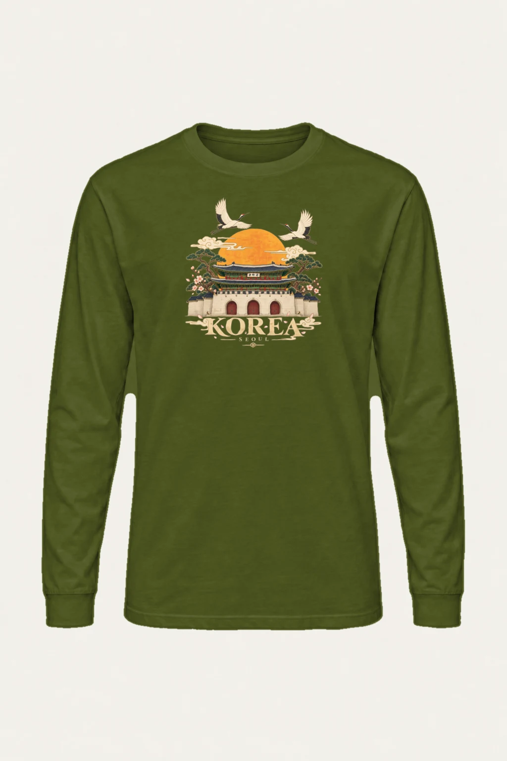 "Gwanghwamun Crane Garden" Unisex Longsleeve T-shirt | Gildan 2400