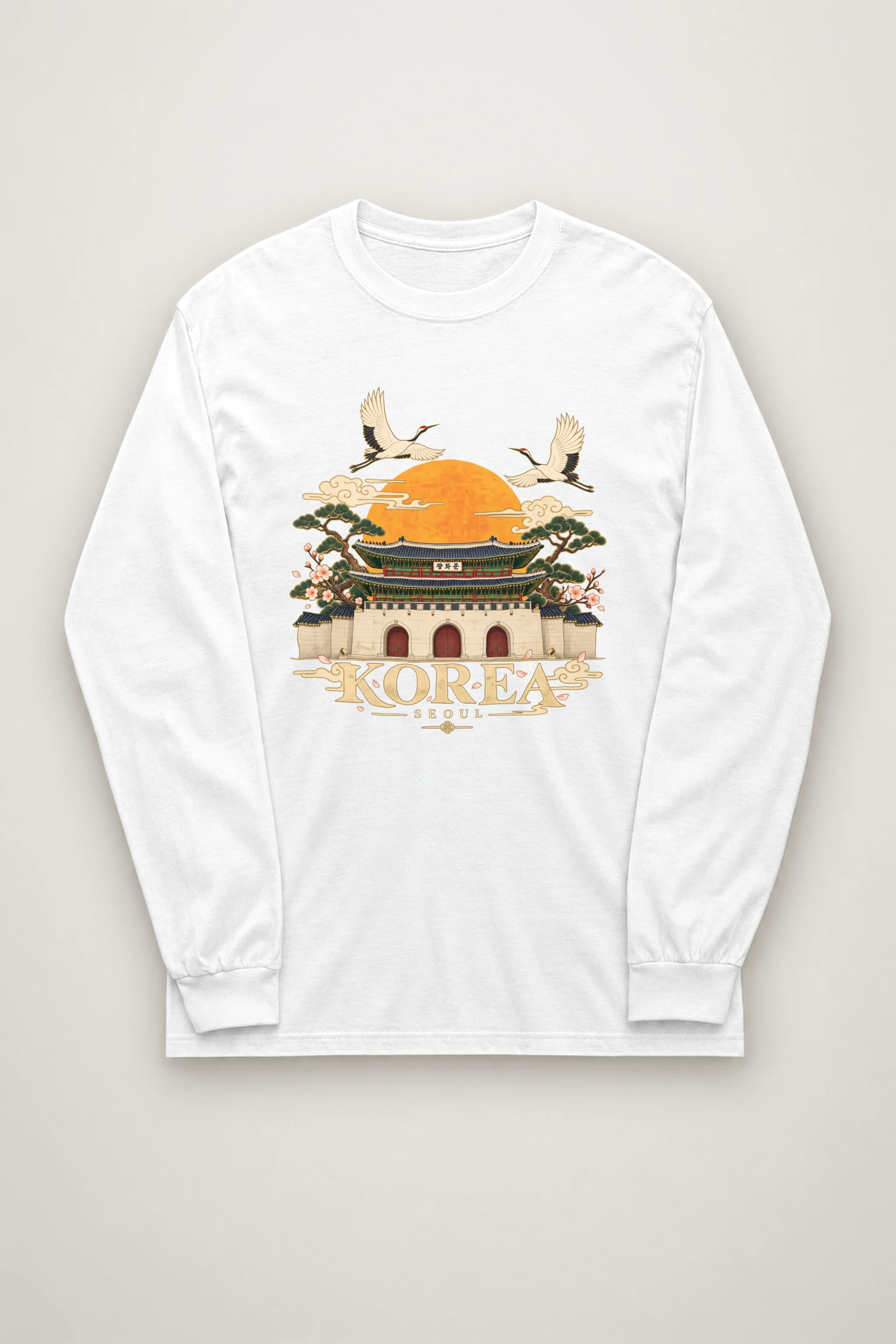 "Gwanghwamun Crane Garden" Unisex Longsleeve T-shirt