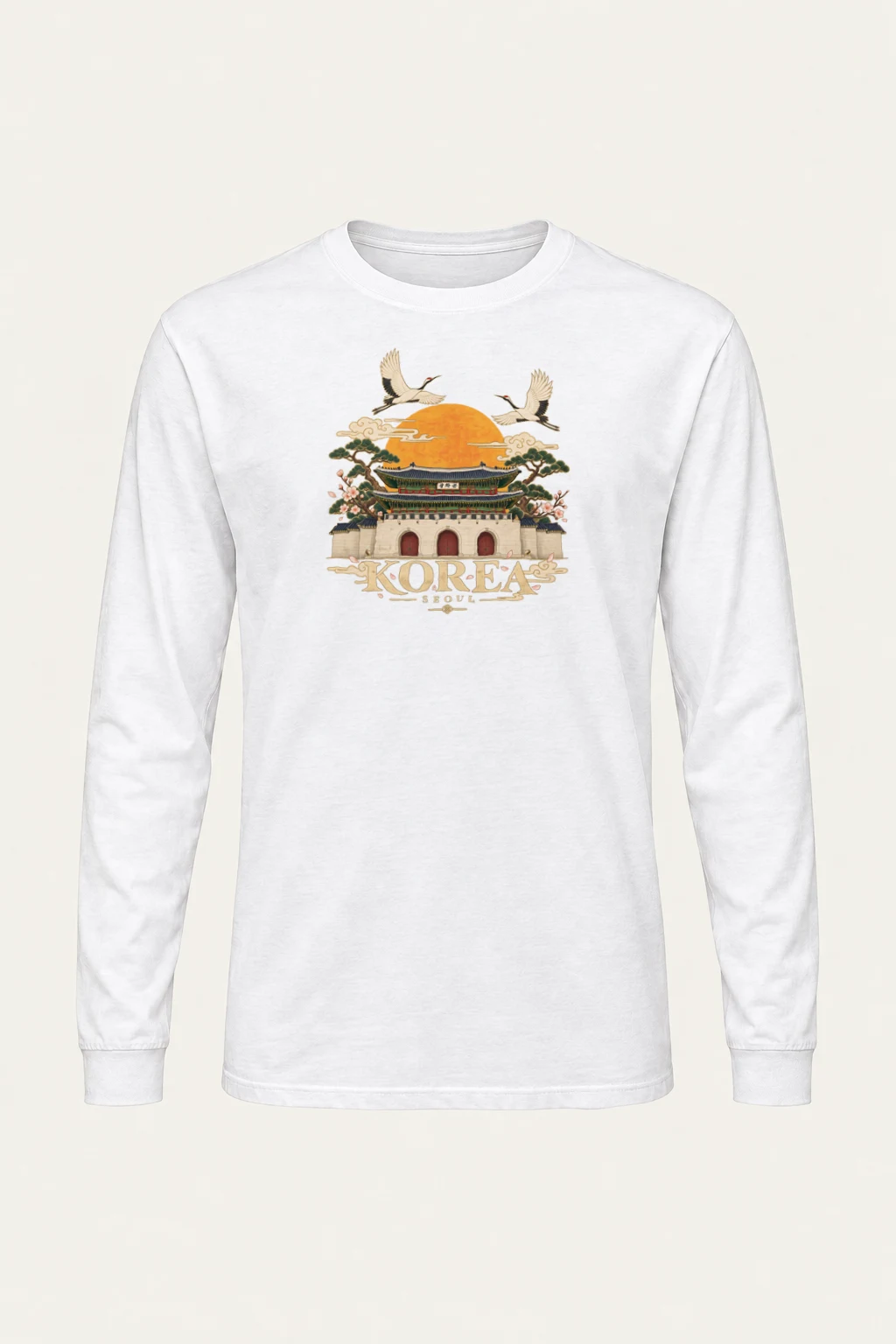 "Gwanghwamun Crane Garden" Unisex Longsleeve T-shirt | Gildan 2400