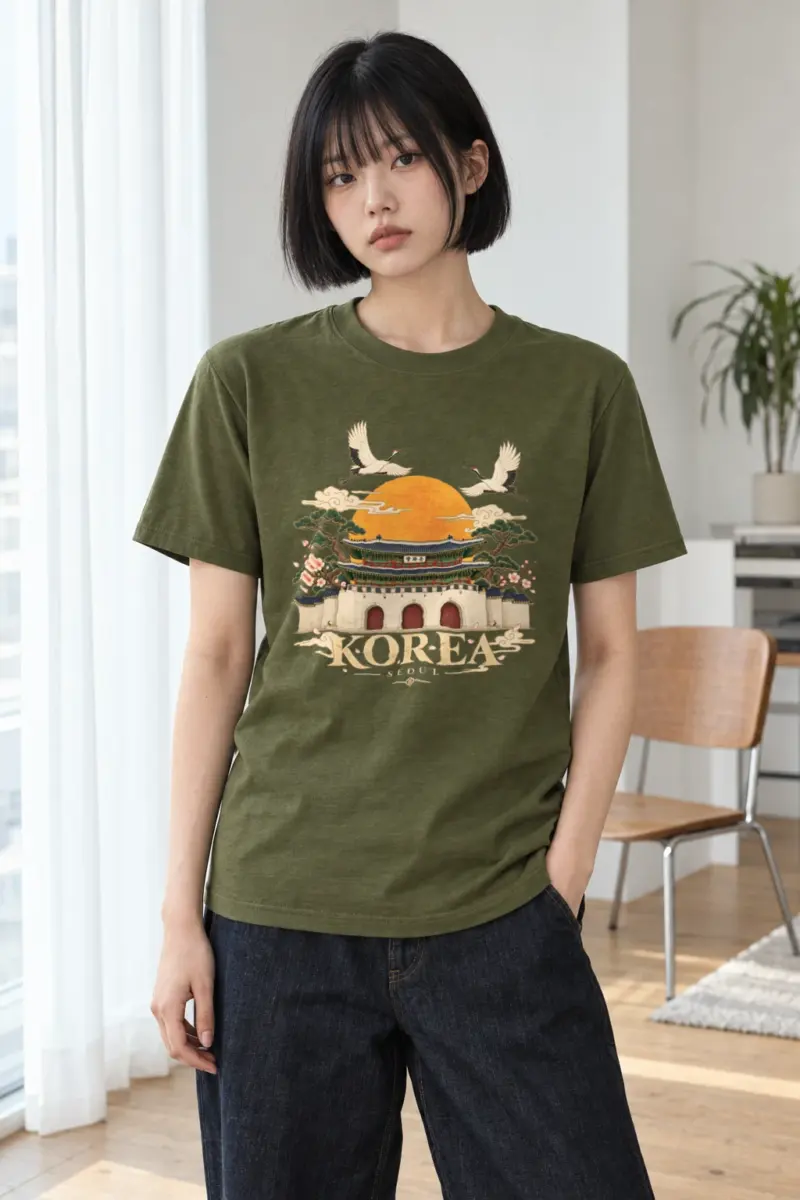 "Gwanghwamun Cranes" Heavyweight Unisex Crewneck T-shirt