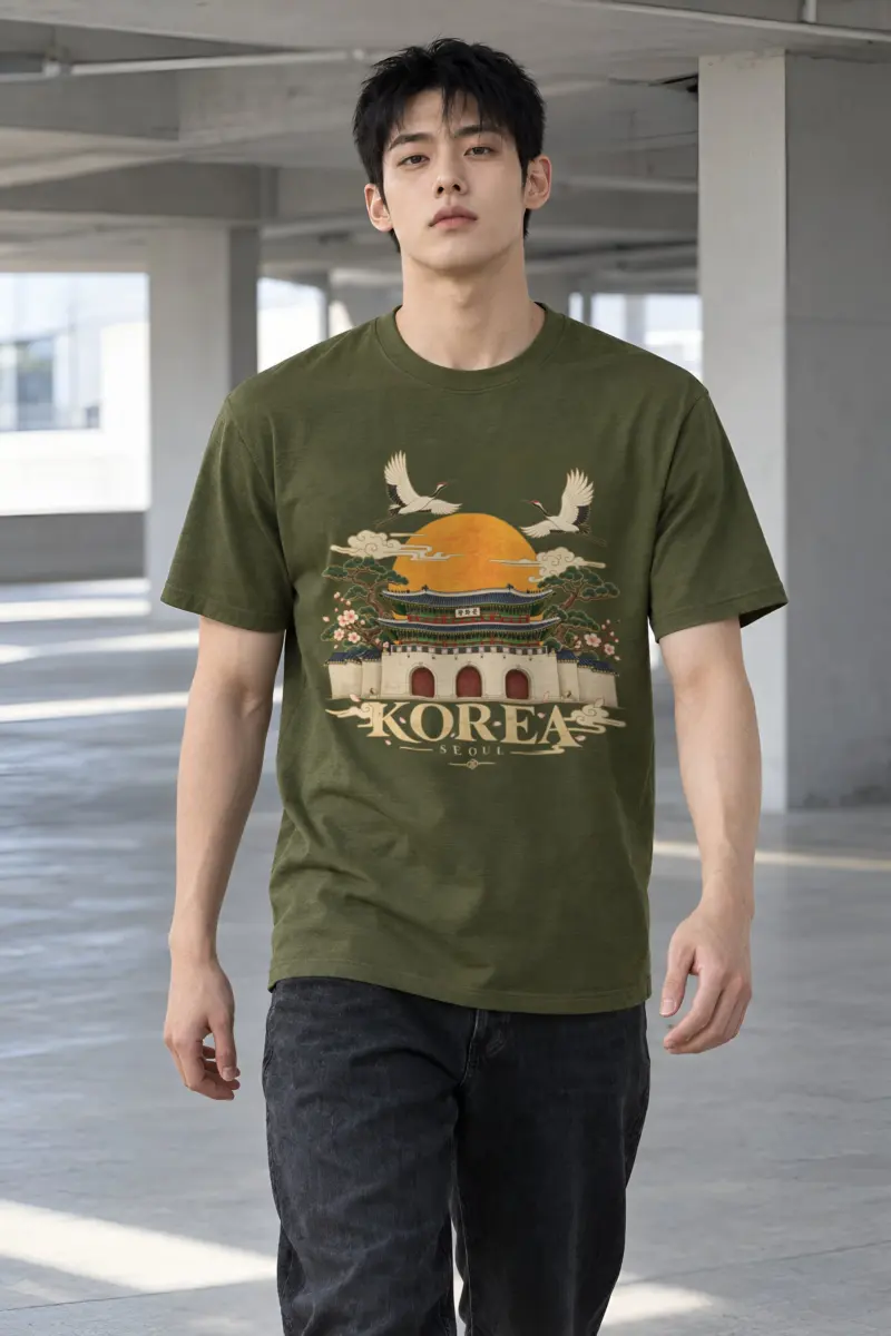 "Gwanghwamun Cranes" Heavyweight Unisex Crewneck T-shirt
