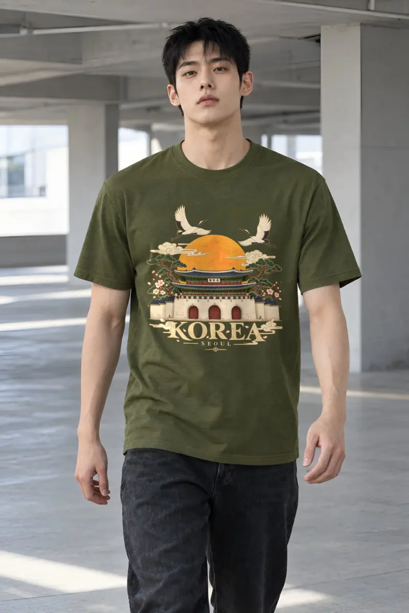 "Gwanghwamun Cranes" Heavyweight Unisex Crewneck T-shirt