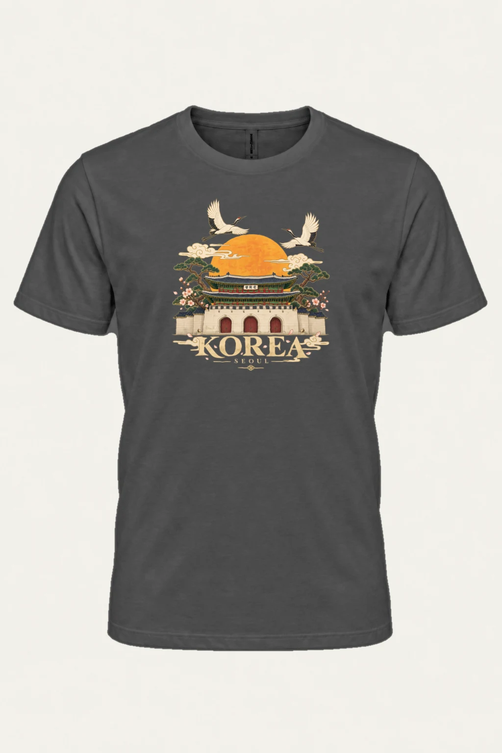 "Gwanghwamun Cranes" Heavyweight Unisex Crewneck T-shirt | Gildan 5000