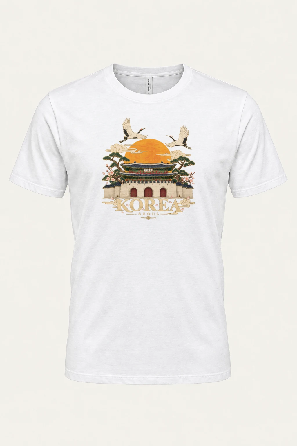 "Gwanghwamun Cranes" Heavyweight Unisex Crewneck T-shirt | Gildan 5000