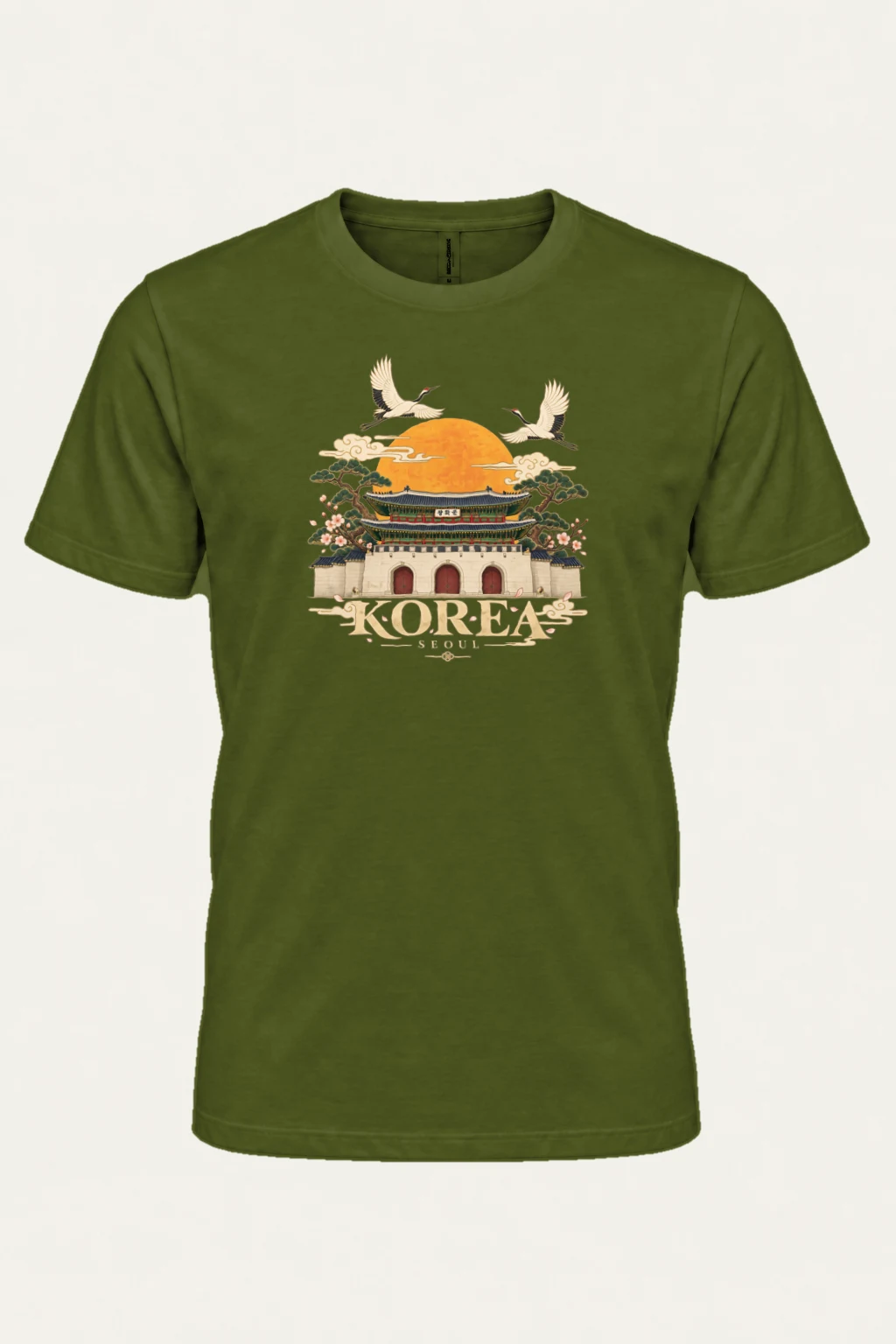 "Gwanghwamun Cranes" Heavyweight Unisex Crewneck T-shirt | Gildan 5000