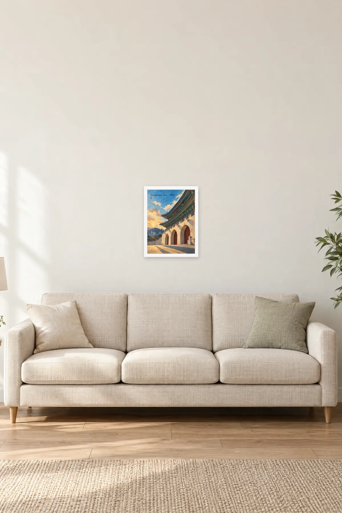"Gwanghwamun Gate . 광화문" Premium Wooden Framed Poster — White frame, 12 × 16 in
